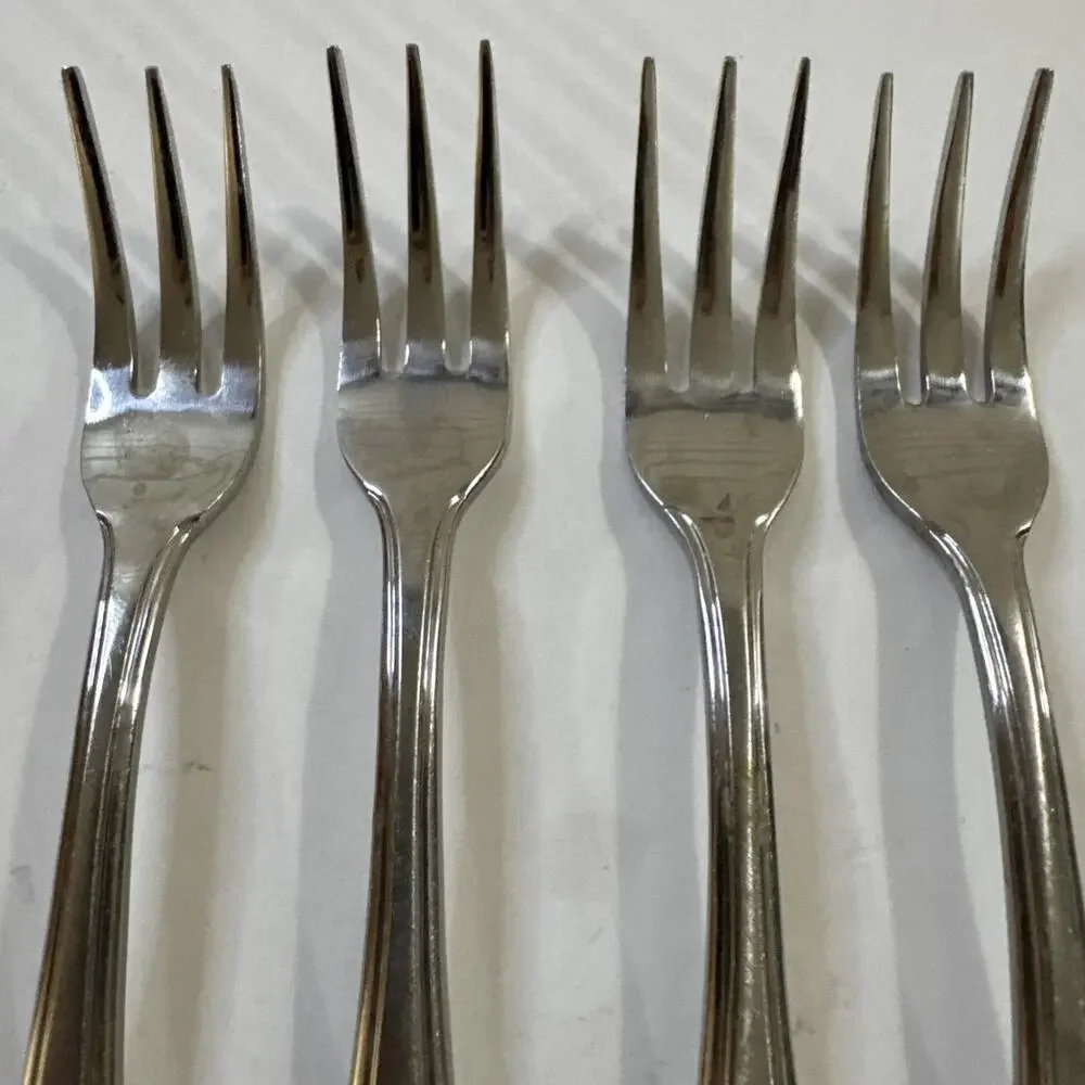 4 Vintage MCM Cocktail Forks - Estia ESI14 - 6” - Stainless Steel